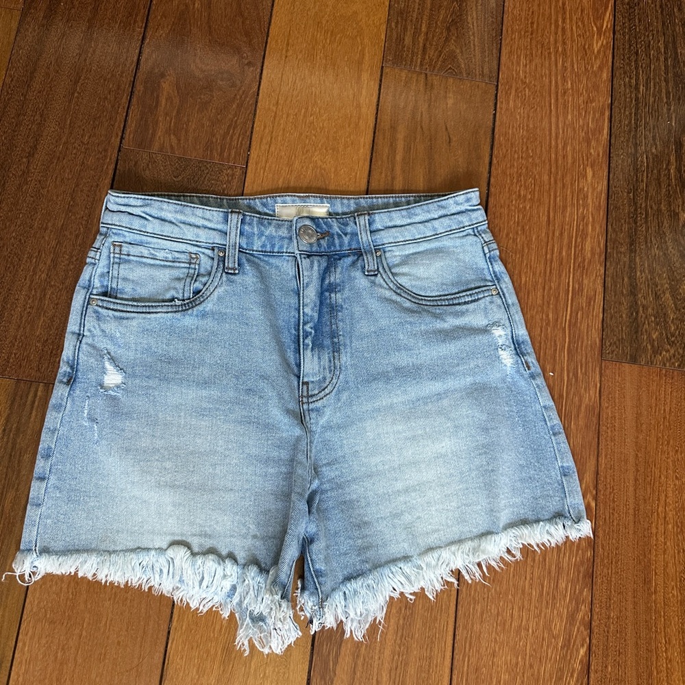 Denim Frayed Hem Women Short